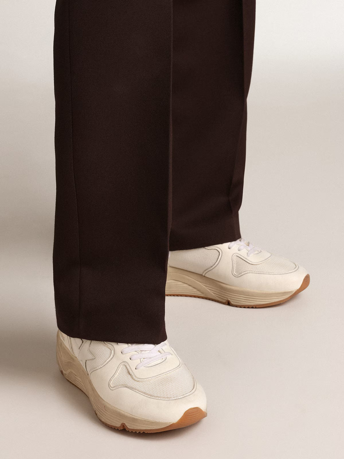 Running Sole homme en résille et nappa blancs