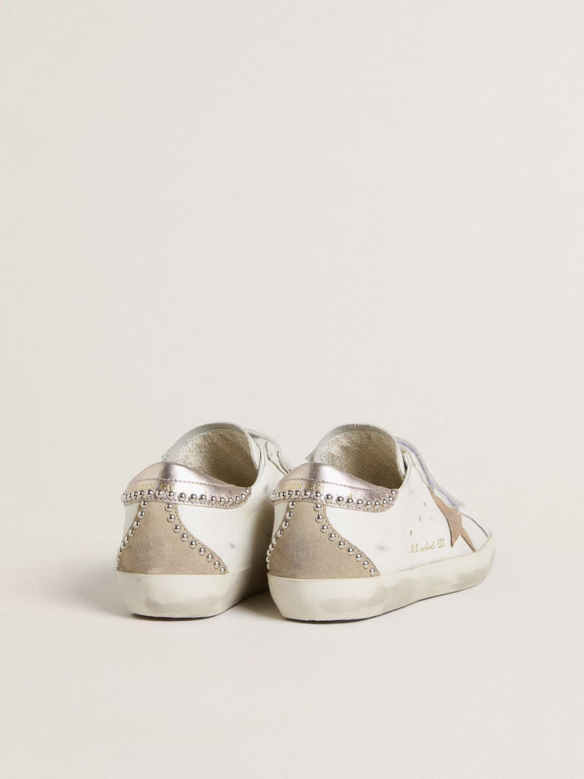 Old School LTD pour femme avec étoile et contrefort en cuir lamé or rose